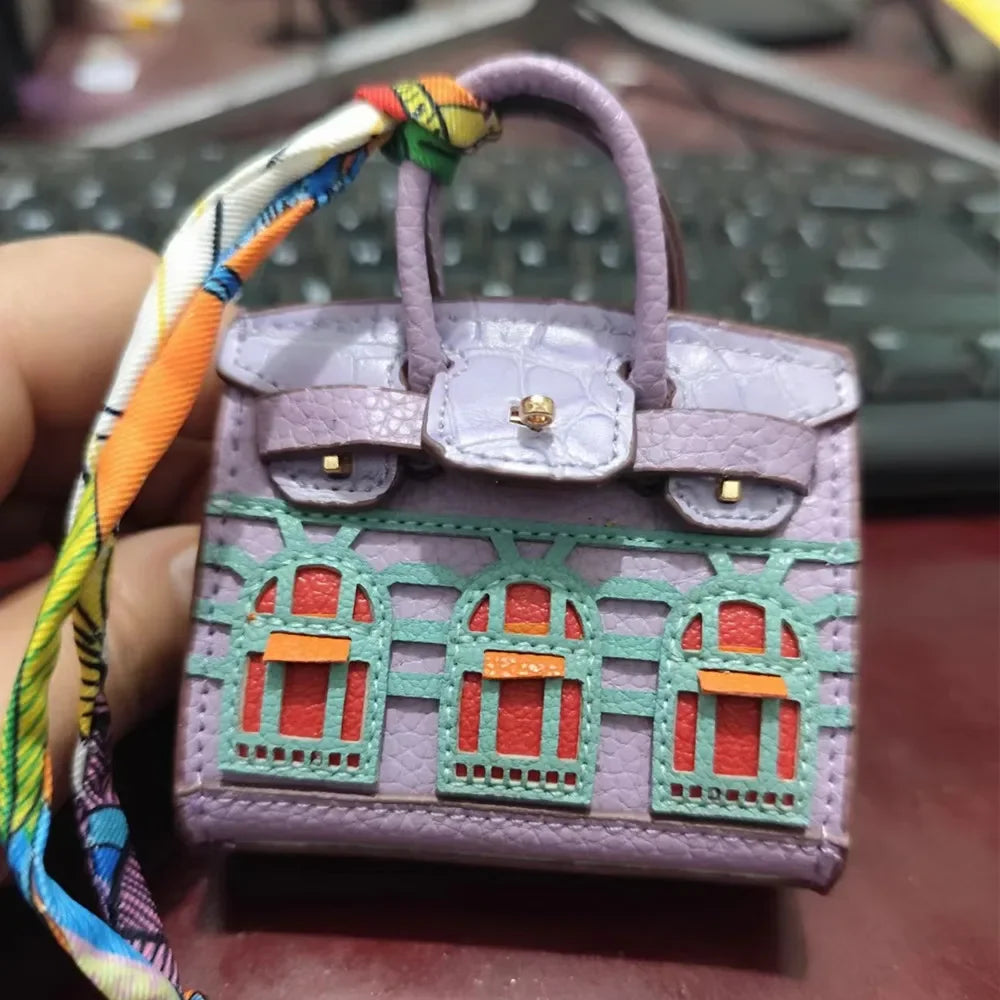 House-shaped mini earphone bag keychain women's bag charm 6cm