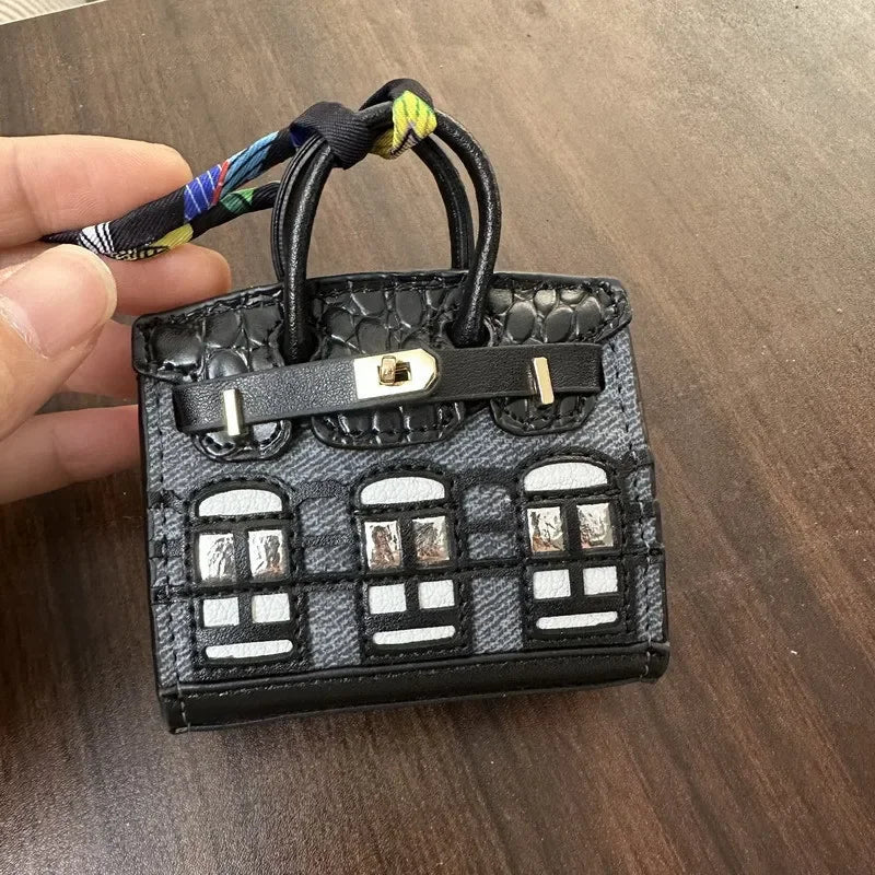 House-shaped mini earphone bag keychain women's bag charm 6cm